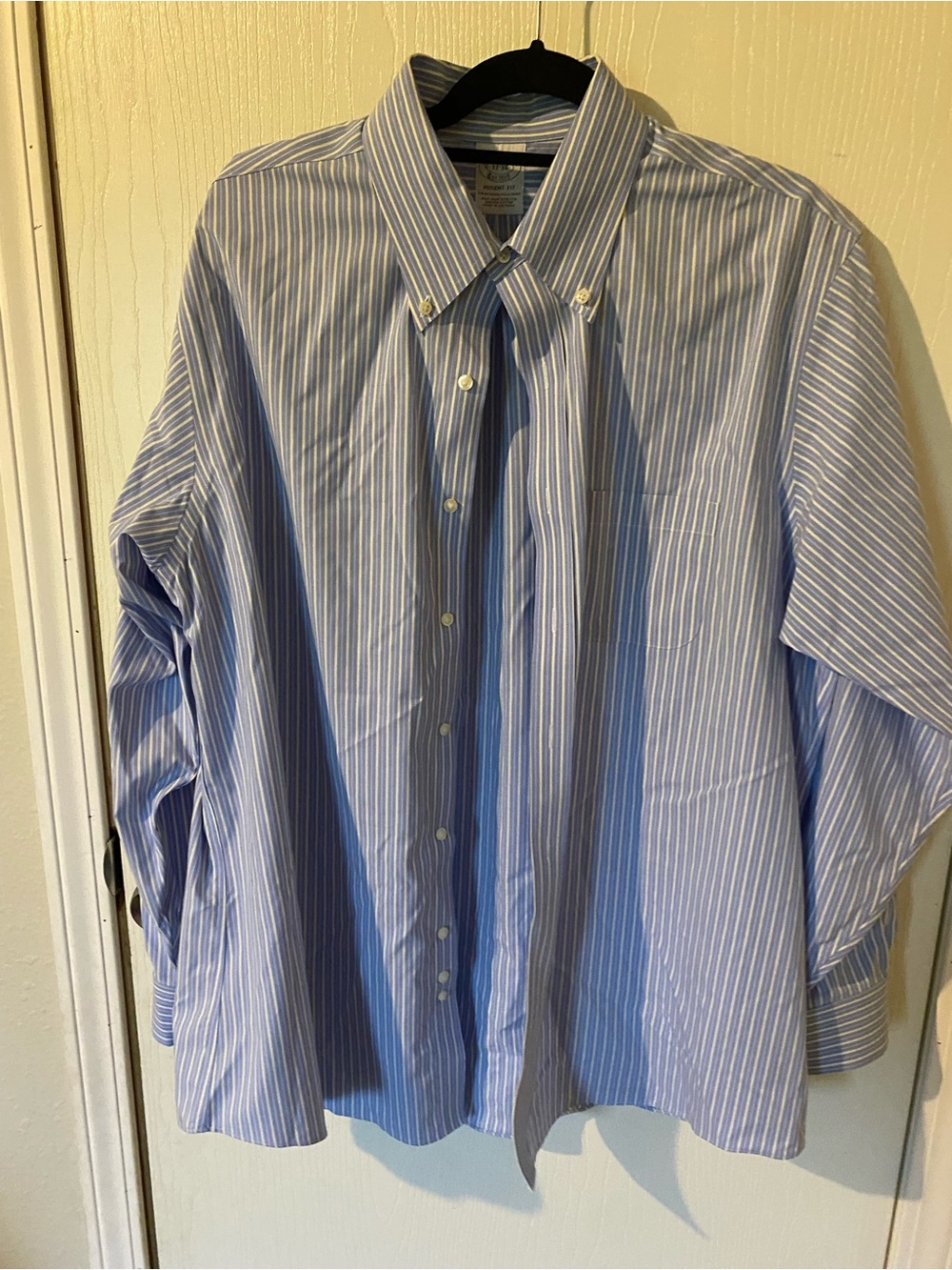Brooks Brothers Blue and White Striped Button-Down Dress Shirt